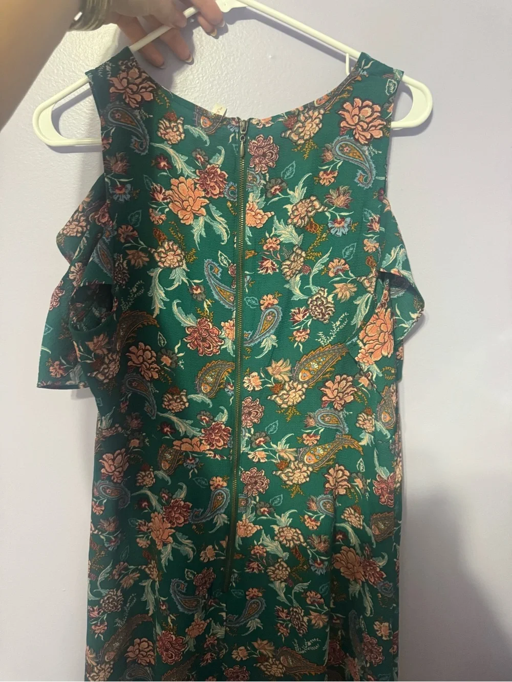 Xhilaration Teal One-Shoulder Floral Cold-Shoulder Dress